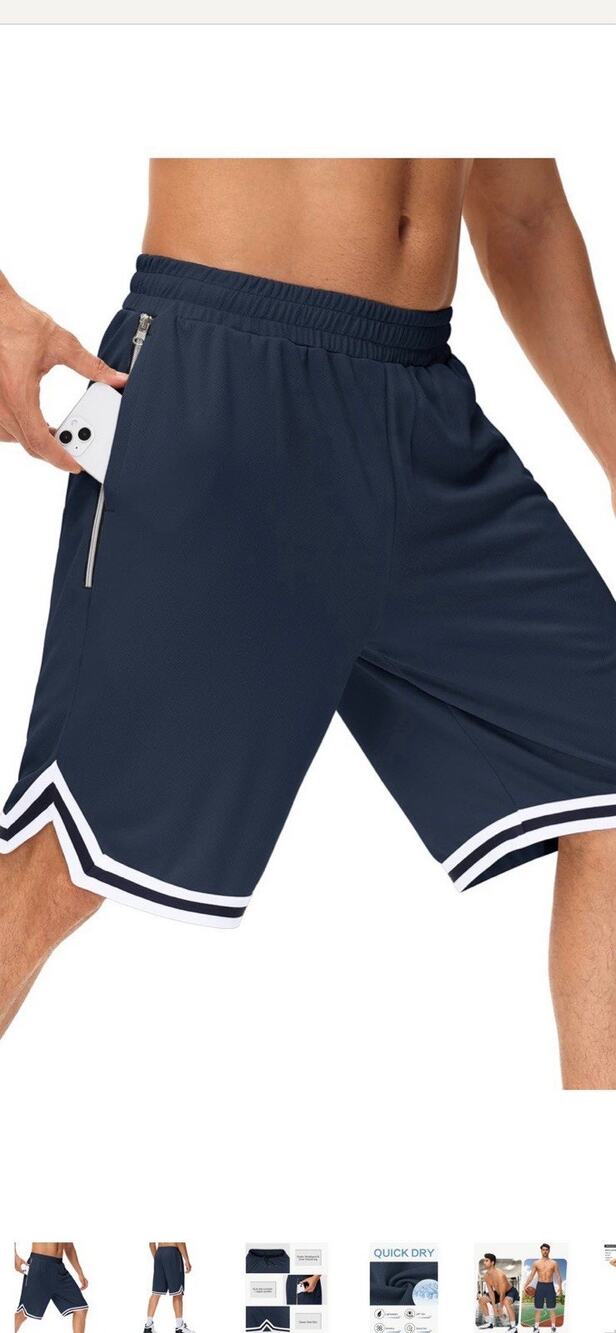 Men's Long Basketball Shorts - Mesh Athletic Gym Workout Sport...